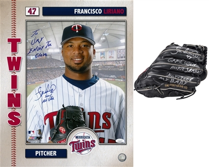 2005-2006 Francisco Liriano Game Used, Signed & Inscribed Rawlings PRO2009SB Fielders Glove With Signed 16x20 Photo (PSA/DNA & JSA)
